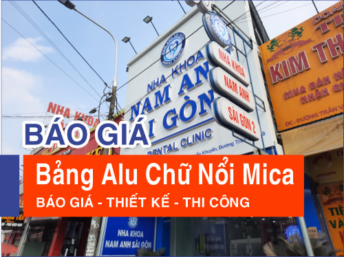 Làm bảng hiệu Alu chữ nổi mica