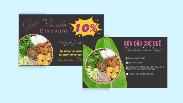 Mẫu card visit dịch vụ nấu ăn chuyên nghiệp