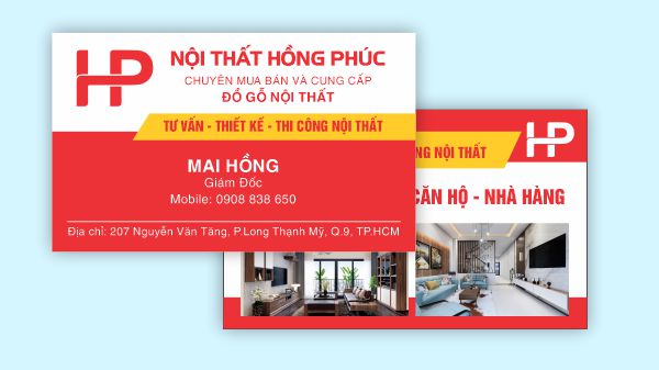 Mẫu card visit nội thất đẹp, ngoại thất đẹp