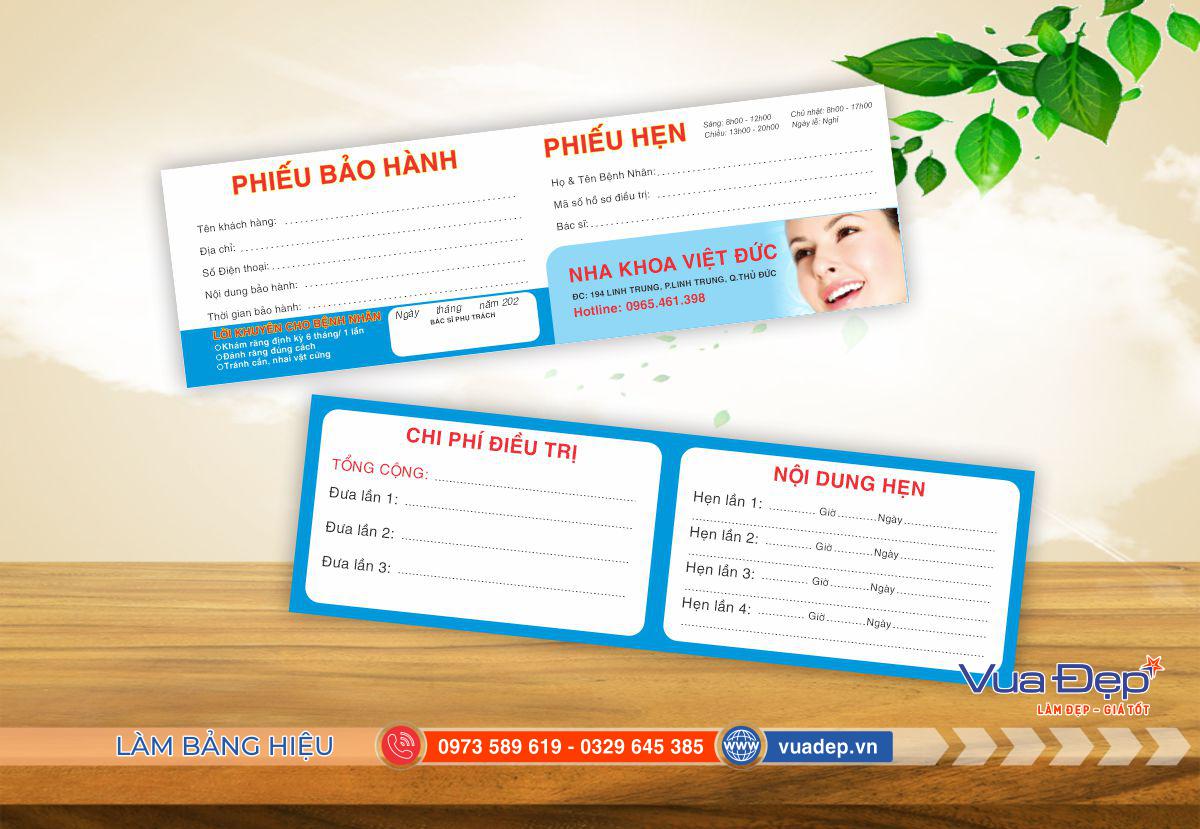 Phiếu hẹn nha khoa